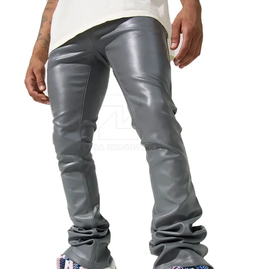 Factory Manufacture Breathable Casual Men Leather Pants 2025 Best Design Customized Logo Dark Wash Mid High Quality Lightweight — Zefal Industries product photograph 1 of 6