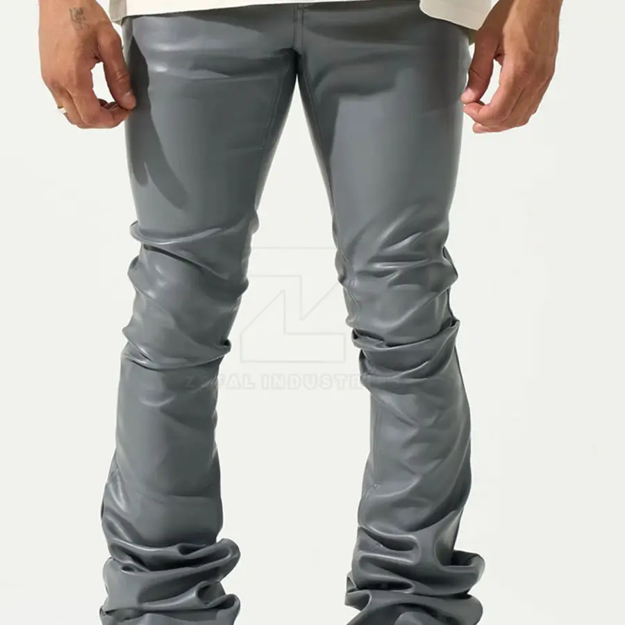Factory Manufacture Breathable Casual Men Leather Pants 2025 Best Design Customized Logo Dark Wash Mid High Quality Lightweight — Zefal Industries product photograph 2 of 6