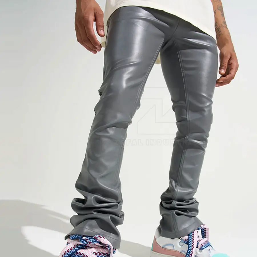 Factory Manufacture Breathable Casual Men Leather Pants 2025 Best Design Customized Logo Dark Wash Mid High Quality Lightweight — Zefal Industries product photograph 4 of 6