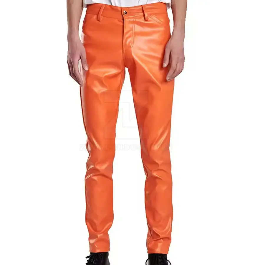 2025 New Customized Men Leather Pants Mid Waist Lightweight Casual Dark Breathable High Quality Custom Logo — real Zefal Industries product photograph