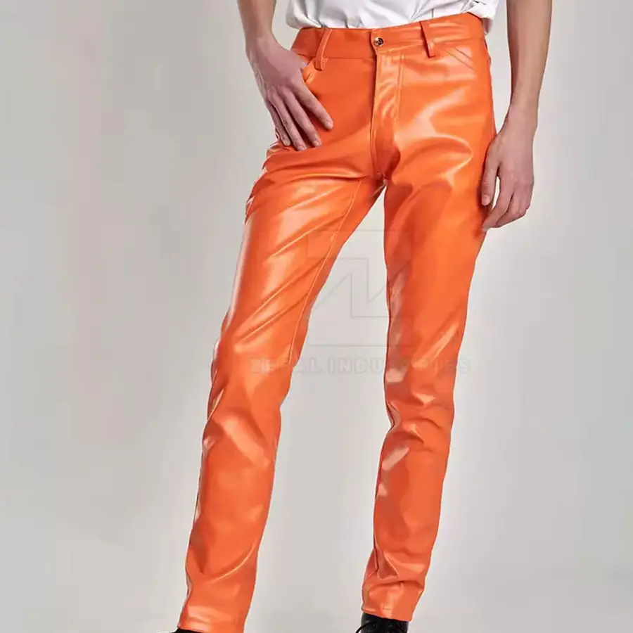 2025 New Customized Men Leather Pants Mid Waist Lightweight Casual Dark Breathable High Quality Custom Logo — Zefal Industries product photograph 3 of 6