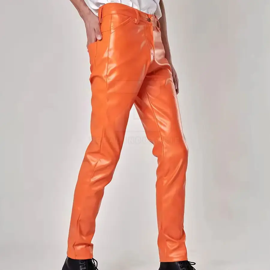 2025 New Customized Men Leather Pants Mid Waist Lightweight Casual Dark Breathable High Quality Custom Logo — Zefal Industries product photograph 6 of 6