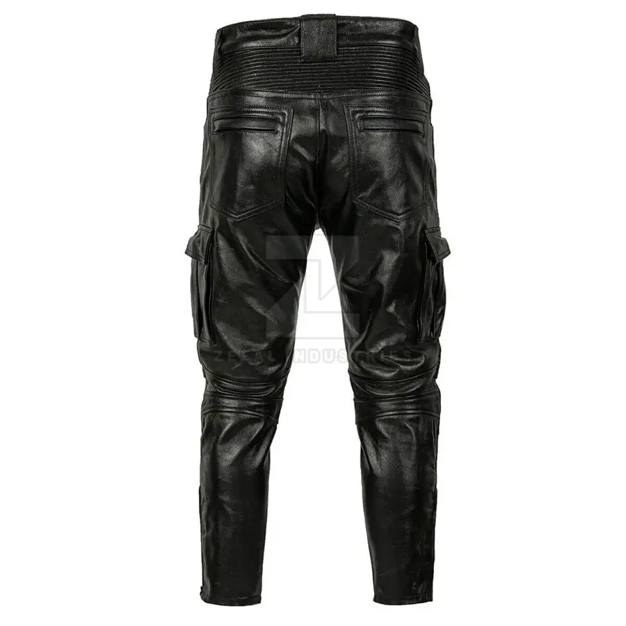 Casual Wear Men Leather Pants Custom Design Printed Logo Lightweight Mid Rise Dark Wash High Quality Breathable Winter Cheap — Zefal Industries product photograph 3 of 6