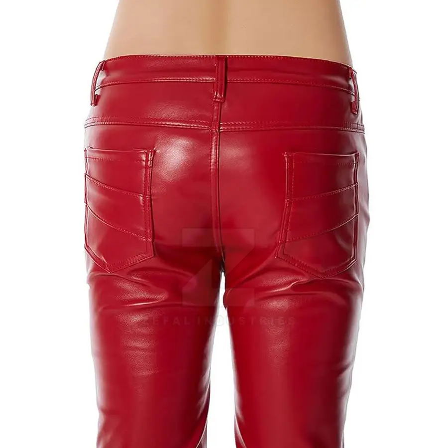 High Quality Solid Color Casual Men Leather Pants Dark Wash Mid Waist Breathable Lightweight Winter Customized Colors Button — Zefal Industries product photograph 4 of 6
