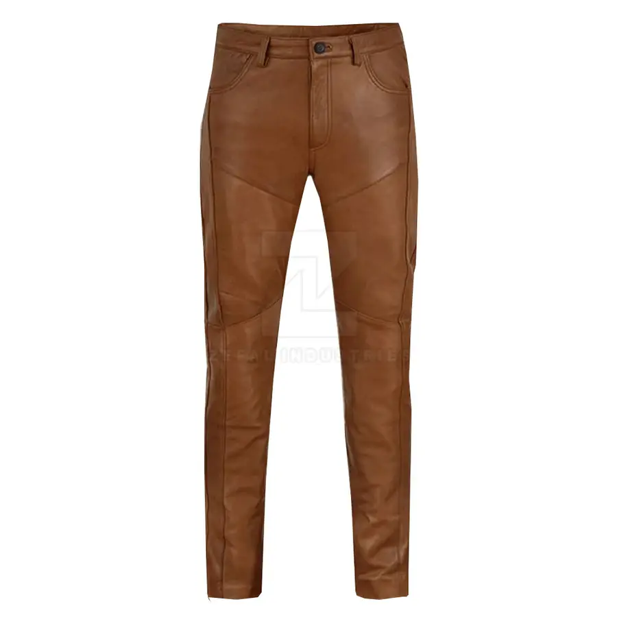 High Quality Lightweight Casual Men Leather Pants Dark Wash Mid Waist Custom Logo Print OEM Service Breathable Wholesale Best — Zefal Industries product photograph 1 of 6