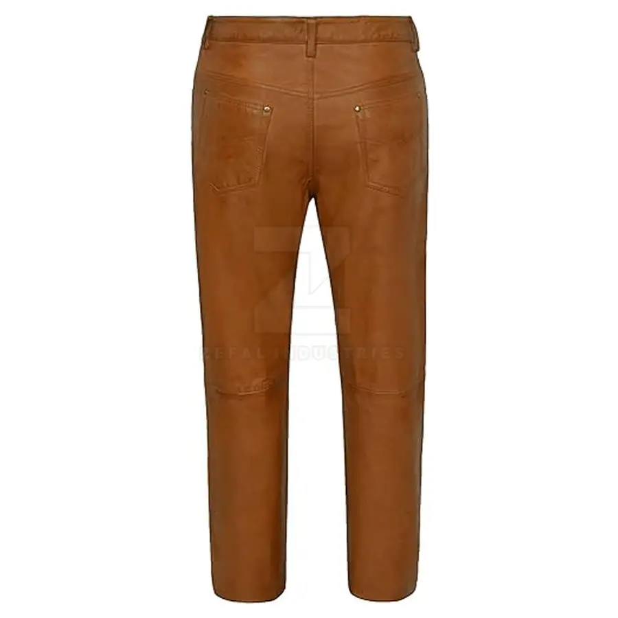 Wholesale Low MOQ Lightweight Casual Men Leather Pants Dark Mid Custom Logo Custom Made Latest Design — Zefal Industries product photograph 2 of 6