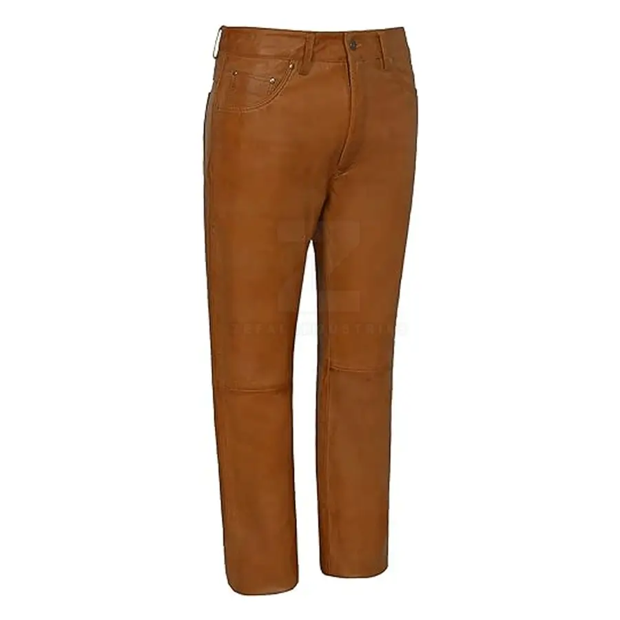 Wholesale Low MOQ Lightweight Casual Men Leather Pants Dark Mid Custom Logo Custom Made Latest Design — Zefal Industries product photograph 3 of 6