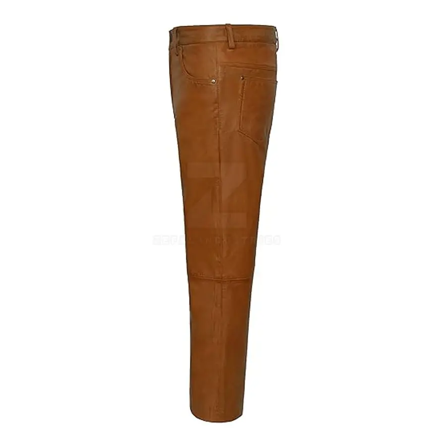 Wholesale Low MOQ Lightweight Casual Men Leather Pants Dark Mid Custom Logo Custom Made Latest Design — Zefal Industries product photograph 4 of 6