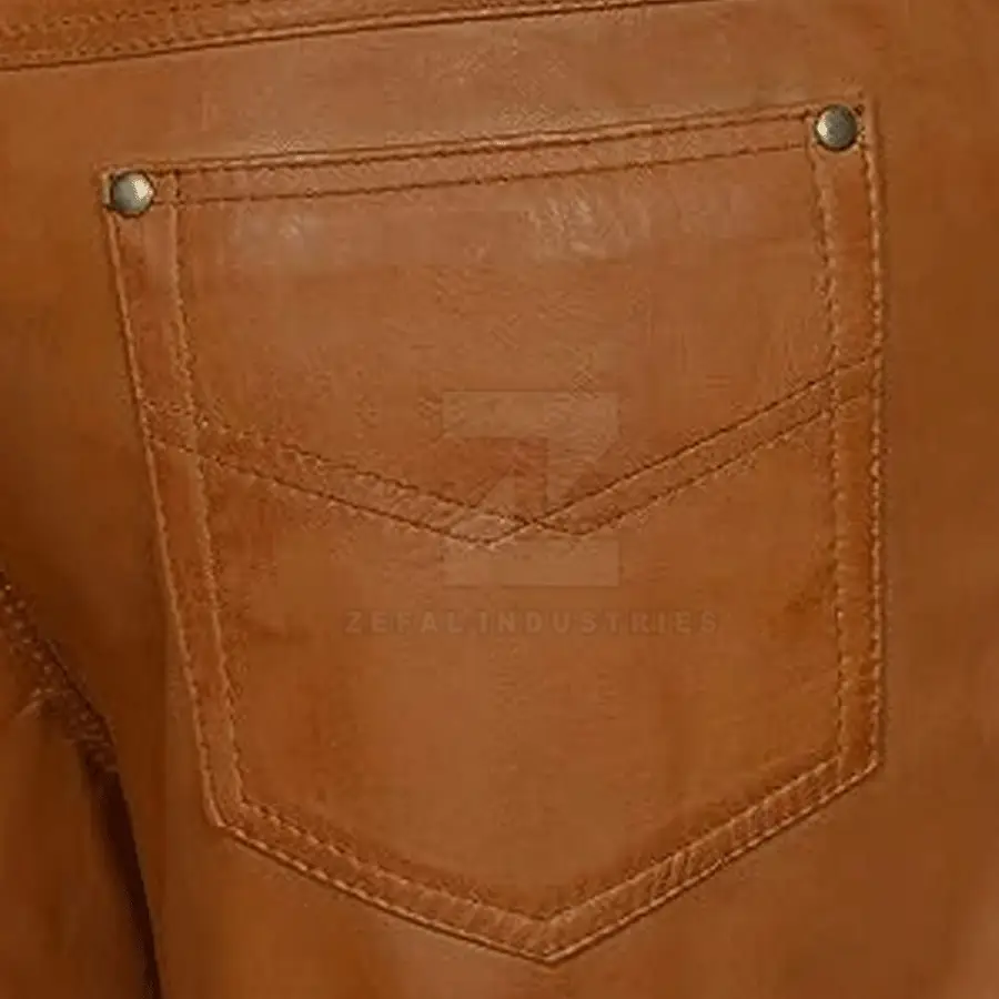 Wholesale Low MOQ Lightweight Casual Men Leather Pants Dark Mid Custom Logo Custom Made Latest Design — Zefal Industries product photograph 6 of 6