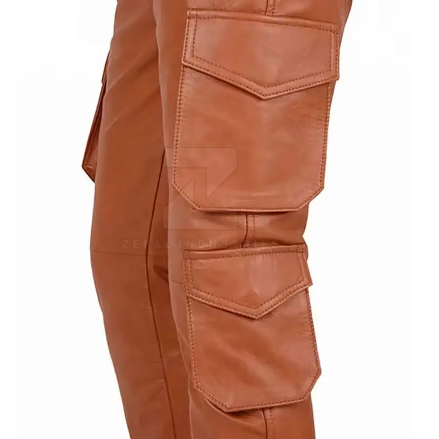 Latest Design Customized Logo Lightweight Casual Men Leather Pants OEM Service Comfortable Breathable High Quality — Zefal Industries product photograph 4 of 6