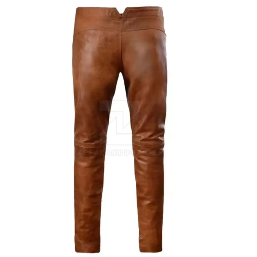 Lightweight Best Selling Men Leather Pants Customized Logo Dark Wash Mid Waist Breathable Casual Winter Button Closure Premium — Zefal Industries product photograph 2 of 6