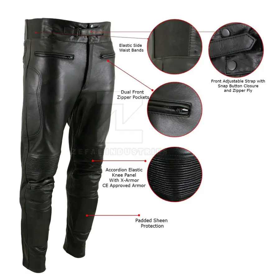 High Quality Customized Logo Lightweight Dark Men Leather Pants Breathable Casual — Zefal Industries product photograph 5 of 6