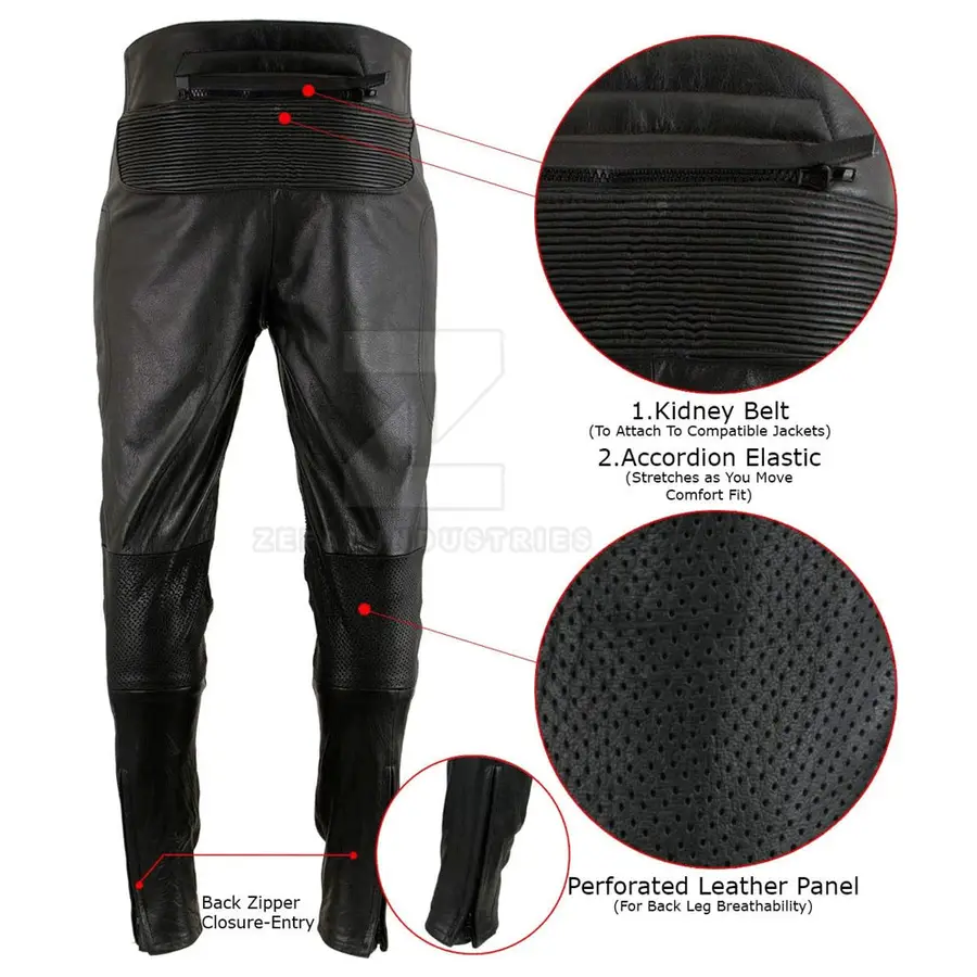 High Quality Customized Logo Lightweight Dark Men Leather Pants Breathable Casual — Zefal Industries product photograph 6 of 6