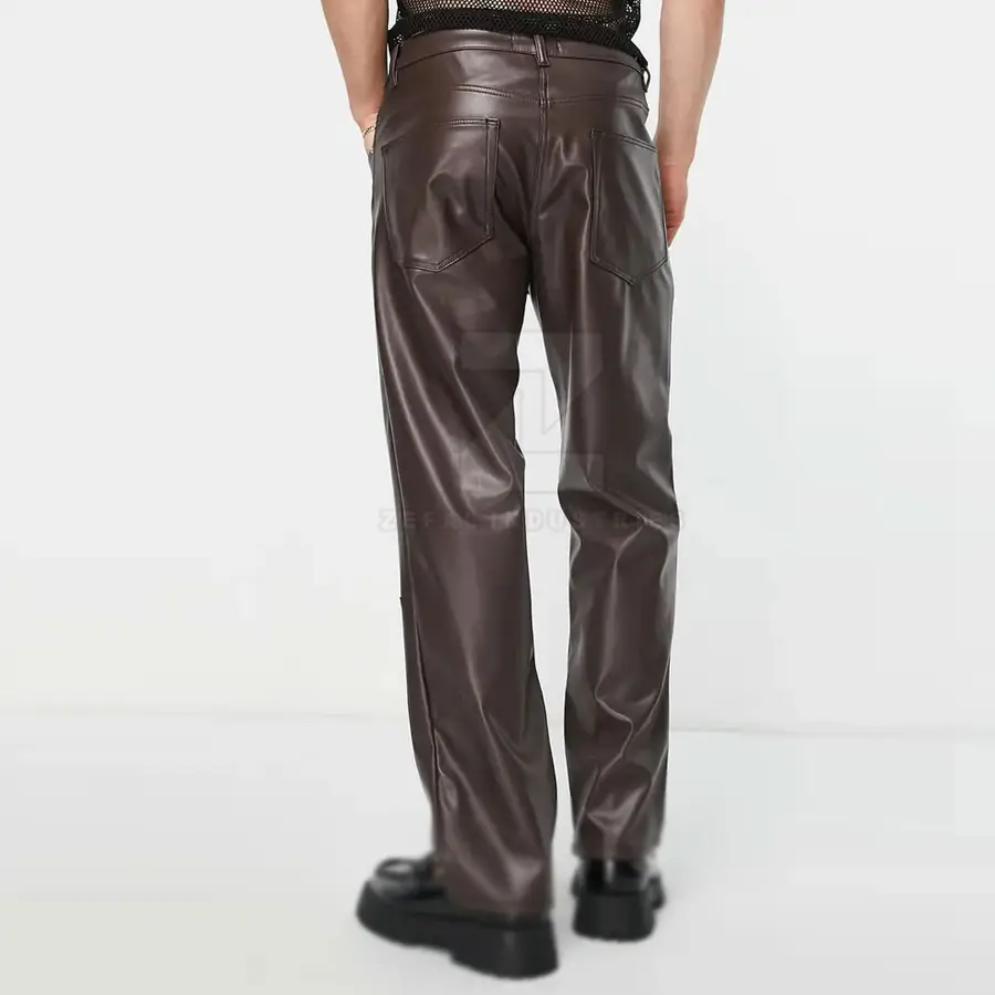 Factory Direct Sale Men Leather Pants Lightweight Casual Dark Flat Front Breathable Winter New Arrival — Zefal Industries product photograph 2 of 6