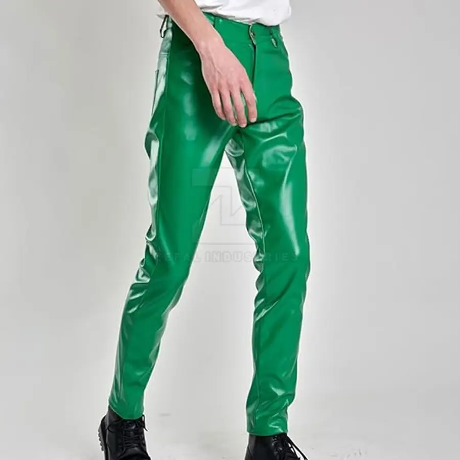Customized Logo Design Men Leather Pants OEM Service Casual Wear Solid Color Lightweight Mid Rise Dark Wash Breathable High — Zefal Industries product photograph 1 of 6
