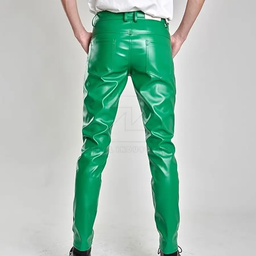 Customized Logo Design Men Leather Pants OEM Service Casual Wear Solid Color Lightweight Mid Rise Dark Wash Breathable High — Zefal Industries product photograph 2 of 6