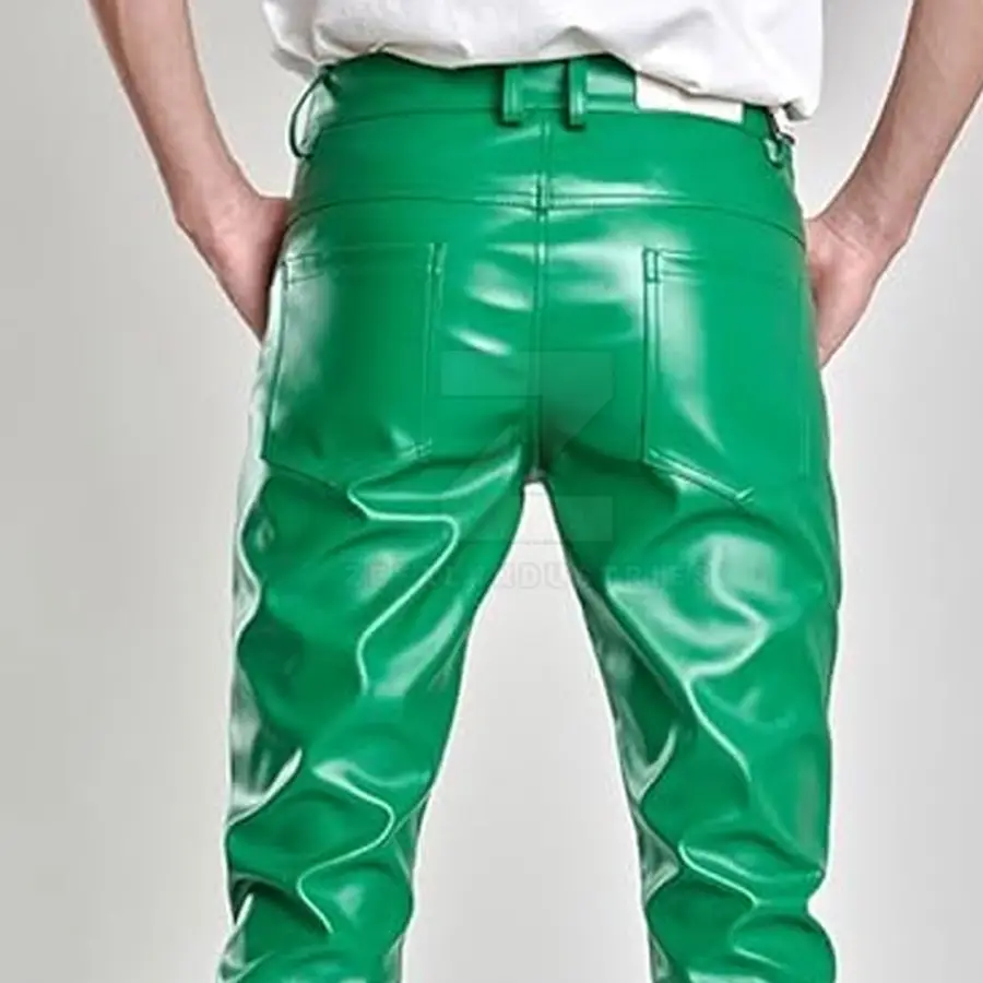 Customized Logo Design Men Leather Pants OEM Service Casual Wear Solid Color Lightweight Mid Rise Dark Wash Breathable High — Zefal Industries product photograph 4 of 6