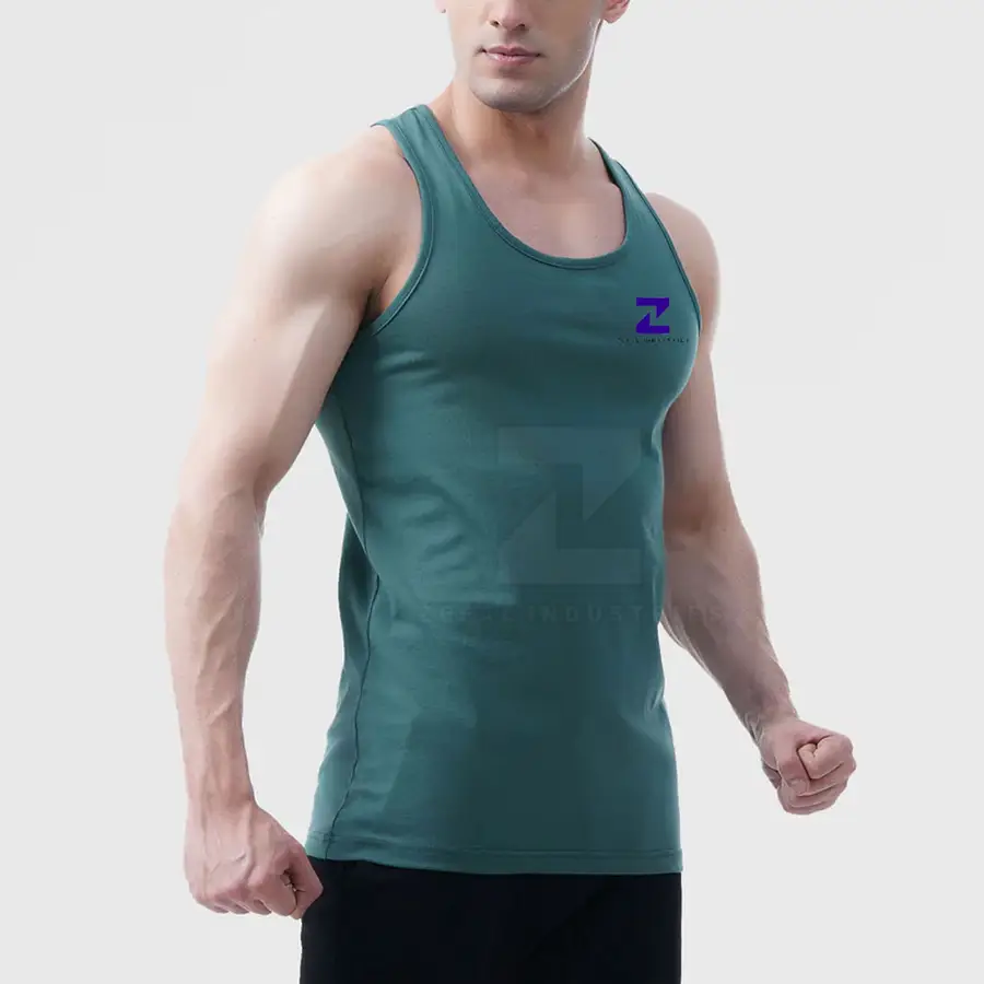 Best Selling High Quality Men's Casual Knitted 100% Cotton Crew Neck Breathable Quick Dry Training Active Wear Tank Top — Zefal Industries product photograph 3 of 6