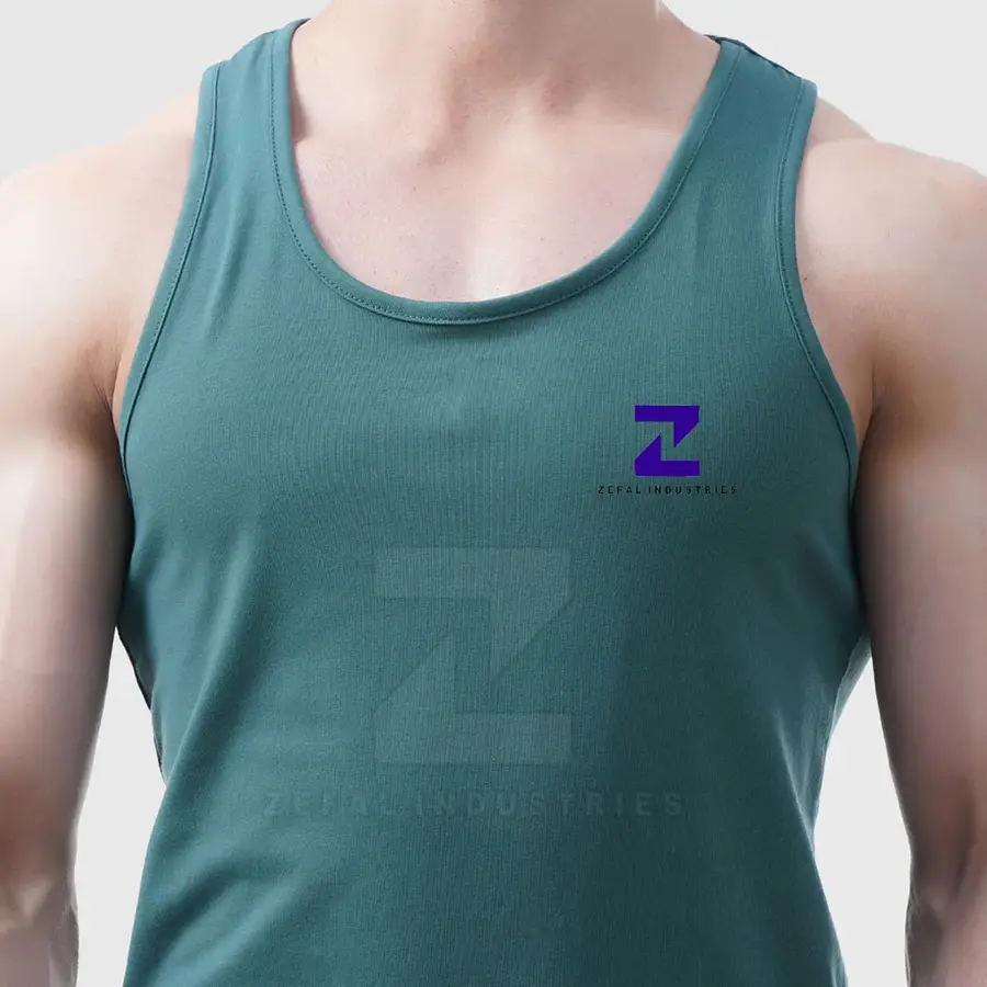 Best Selling High Quality Men's Casual Knitted 100% Cotton Crew Neck Breathable Quick Dry Training Active Wear Tank Top — Zefal Industries product photograph 5 of 6