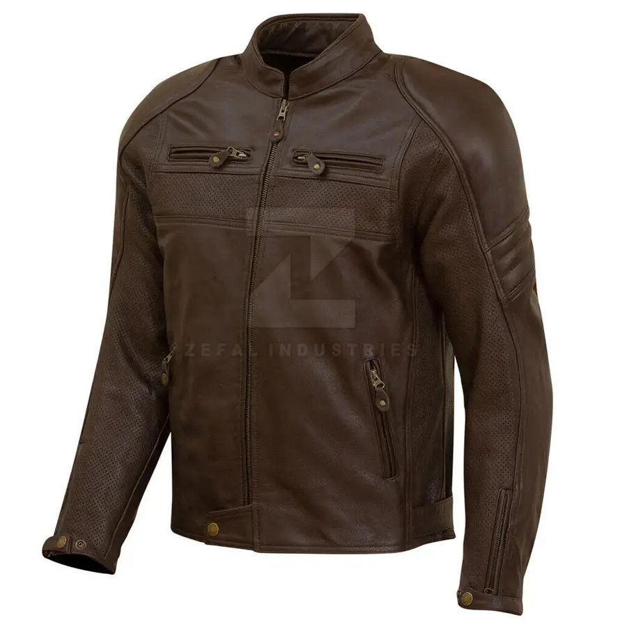 Factory Direct Sale Best Selling Men's Plus Size Leather Motorbike Jacket Premium Quality Breathable Material Full Sleeve — Zefal Industries product photograph 1 of 6