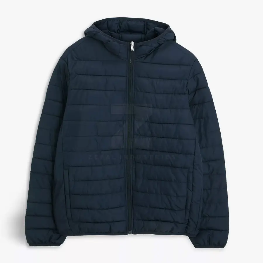 Men Eco-Friendly Breathable Puffer Jacket Winter Warm Lightweight Quilted Outerwear Front Logo Cold Weather Casual Wear — Zefal Industries product photograph 1 of 6