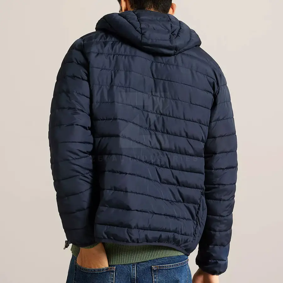 Men Eco-Friendly Breathable Puffer Jacket Winter Warm Lightweight Quilted Outerwear Front Logo Cold Weather Casual Wear — Zefal Industries product photograph 3 of 6