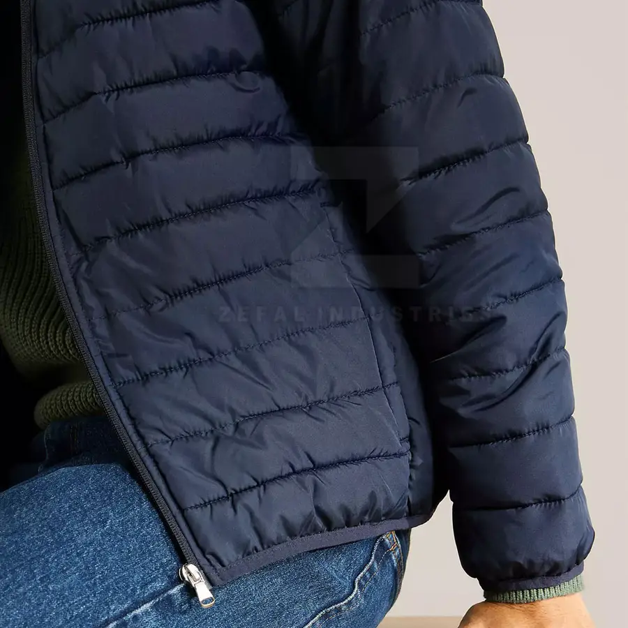 Men Eco-Friendly Breathable Puffer Jacket Winter Warm Lightweight Quilted Outerwear Front Logo Cold Weather Casual Wear — Zefal Industries product photograph 6 of 6