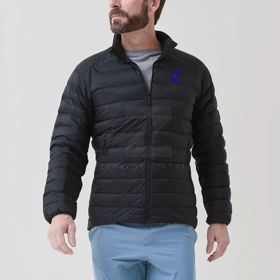Pakistan Manufacture Breathable Eco-Friendly Men Puffer Jacket 2025 Latest Design High Quality Winter Front Logo — Zefal Industries product photograph 1 of 6