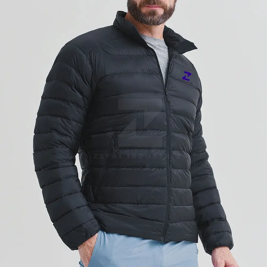 Pakistan Manufacture Breathable Eco-Friendly Men Puffer Jacket 2025 Latest Design High Quality Winter Front Logo — Zefal Industries product photograph 3 of 6