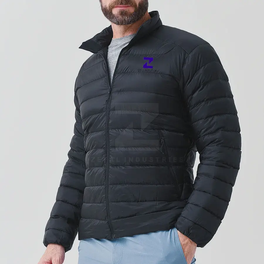 Pakistan Manufacture Breathable Eco-Friendly Men Puffer Jacket 2025 Latest Design High Quality Winter Front Logo — Zefal Industries product photograph 4 of 6