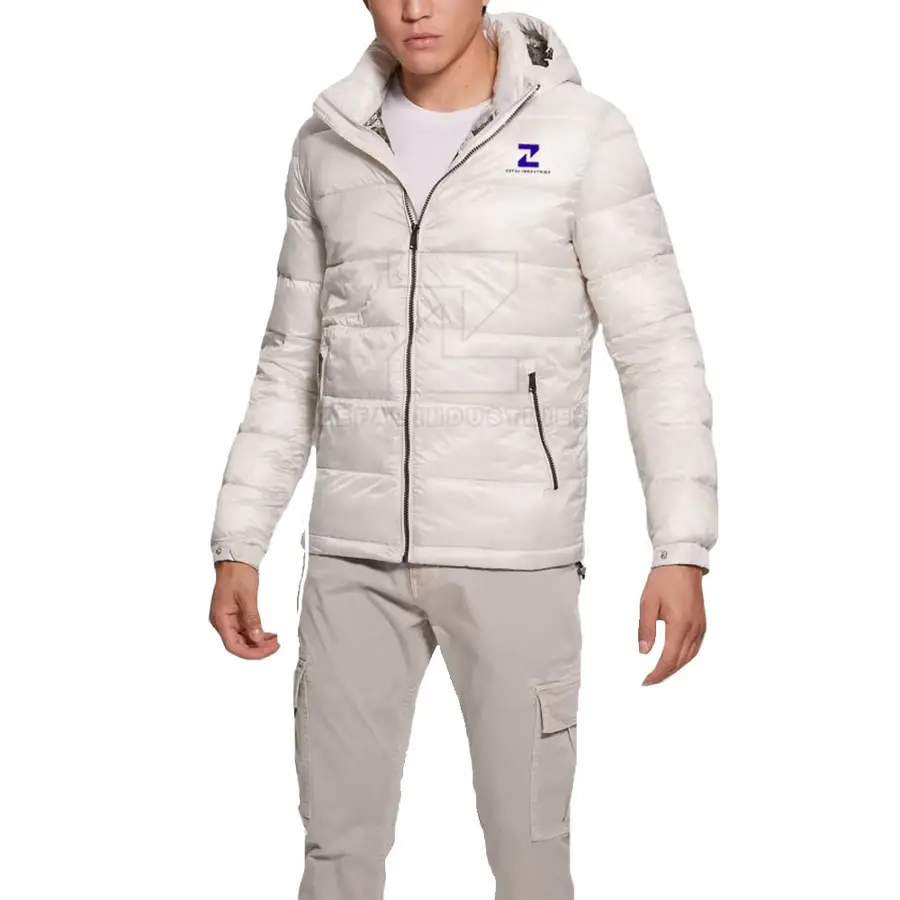 Classic Design Custom Eco-Friendly Breathable Puffer Jacket for Men Warm Front Logo Streetwear Casual Regular Winter Jacket — real Zefal Industries product photograph