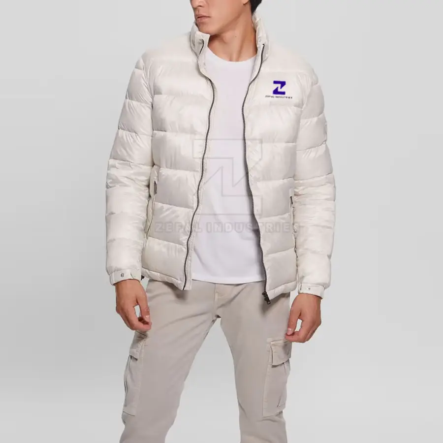 Classic Design Custom Eco-Friendly Breathable Puffer Jacket for Men Warm Front Logo Streetwear Casual Regular Winter Jacket — Zefal Industries product photograph 4 of 6