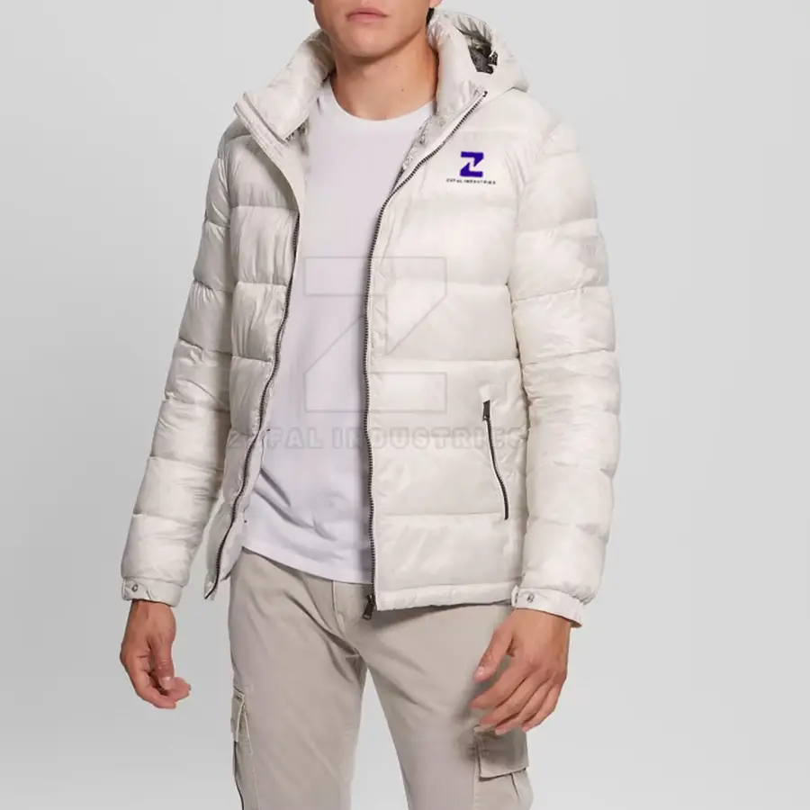 Classic Design Custom Eco-Friendly Breathable Puffer Jacket for Men Warm Front Logo Streetwear Casual Regular Winter Jacket — Zefal Industries product photograph 5 of 6