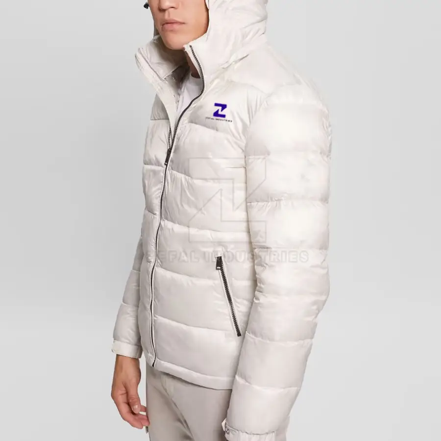 Classic Design Custom Eco-Friendly Breathable Puffer Jacket for Men Warm Front Logo Streetwear Casual Regular Winter Jacket — Zefal Industries product photograph 6 of 6