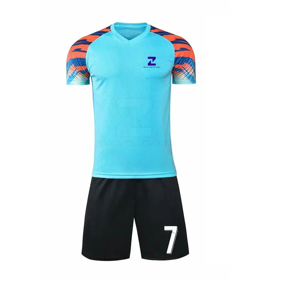 New Design Customized Logo Men's Soccer Uniform 2025 Best Selling 100% Polyester Breathable Quick Dry Lightweight Short Sleeve — Zefal Industries product photograph 1 of 6