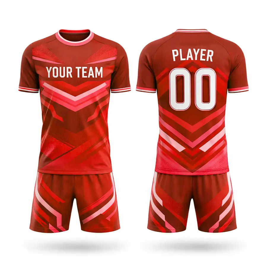 Personalized Design Red White Stylish Team High Quality Full Sleeve Football Factory OEM Kits 100% Polyester Anti-Bacterial — Zefal Industries product photograph 3 of 6