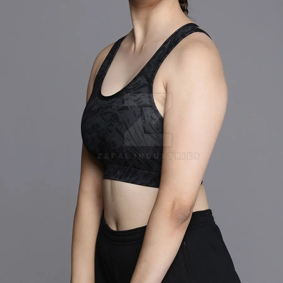 Fashionable Breathable Front Logo Women Sports Bra High Support U-NECK Spandex/Nylon Gym Fitness Workout Online Sale — Zefal Industries product photograph 3 of 6