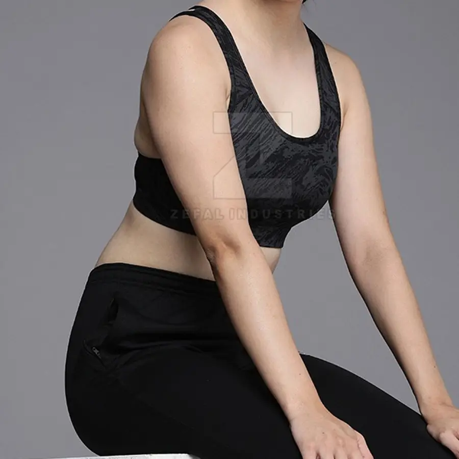 Fashionable Breathable Front Logo Women Sports Bra High Support U-NECK Spandex/Nylon Gym Fitness Workout Online Sale — Zefal Industries product photograph 4 of 6