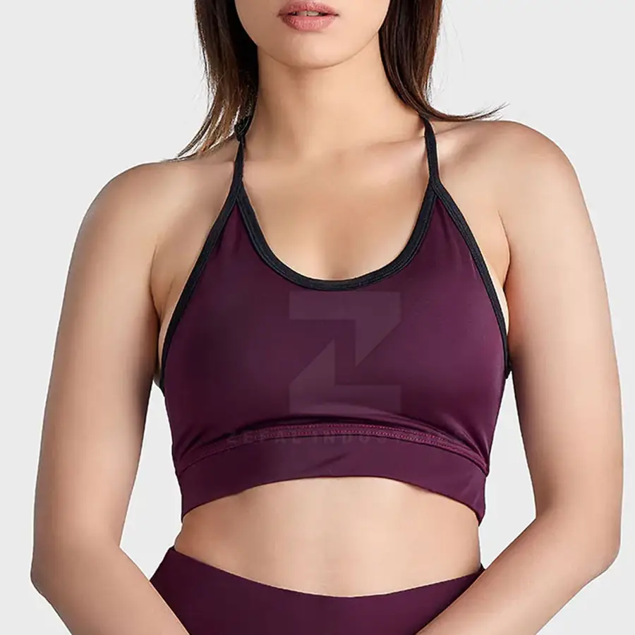 Custom Made High Support Breathable Quick Dry Eco-Friendly Spandex/Nylon Women's Workout Sports Bra Adjustable Straps Front Logo — Zefal Industries product photograph 4 of 6