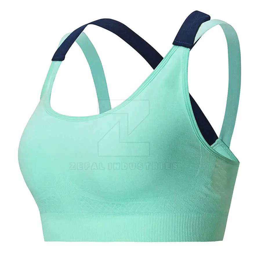 Made Pakistan Women's High Support Breathable Eco-Friendly Sports Bra Adjustable Straps Removable Pads Front Logo Spandex/Nylon — Zefal Industries product photograph 1 of 6