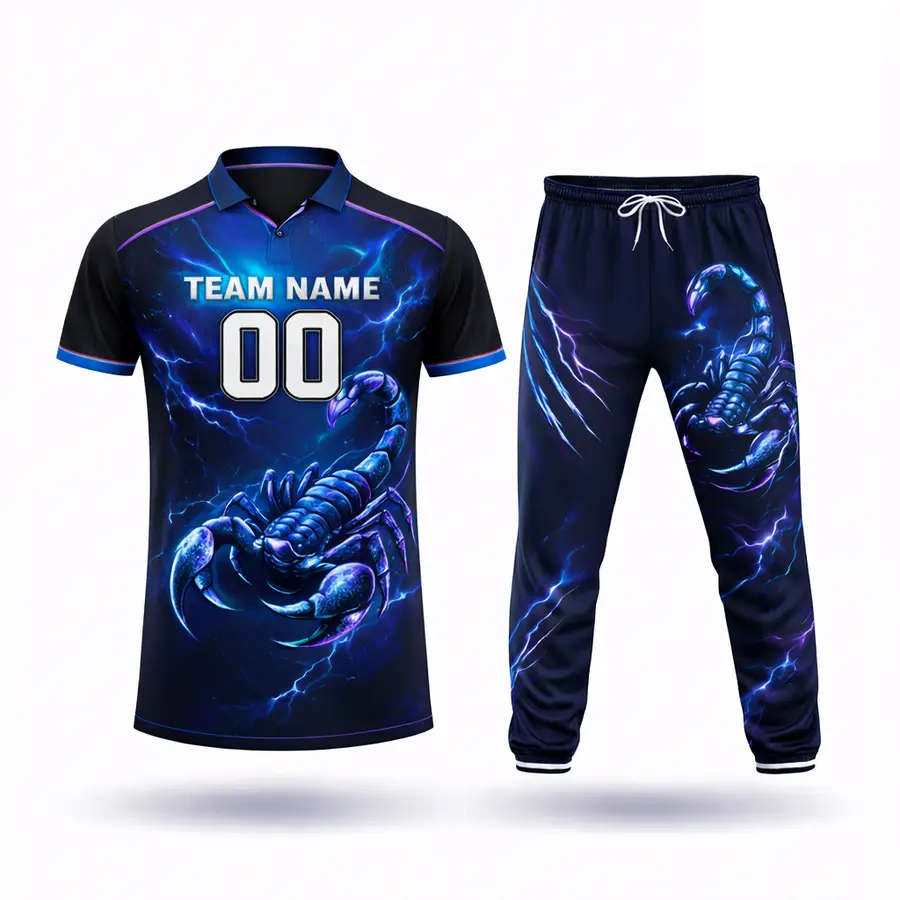 Professional Custom Cricket Uniform with Full Digital Print Logo Design 100% Polyester Anti-Bacterial — Zefal Industries product photograph 1 of 6
