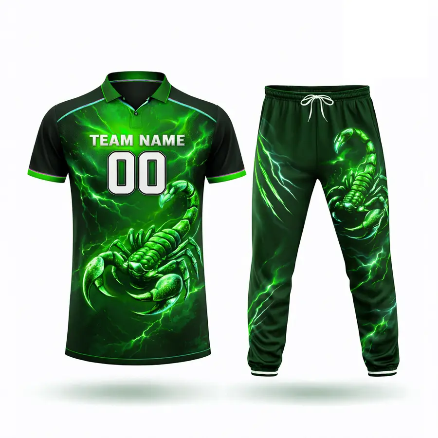 Professional Custom Cricket Uniform with Full Digital Print Logo Design 100% Polyester Anti-Bacterial — Zefal Industries product photograph 2 of 6