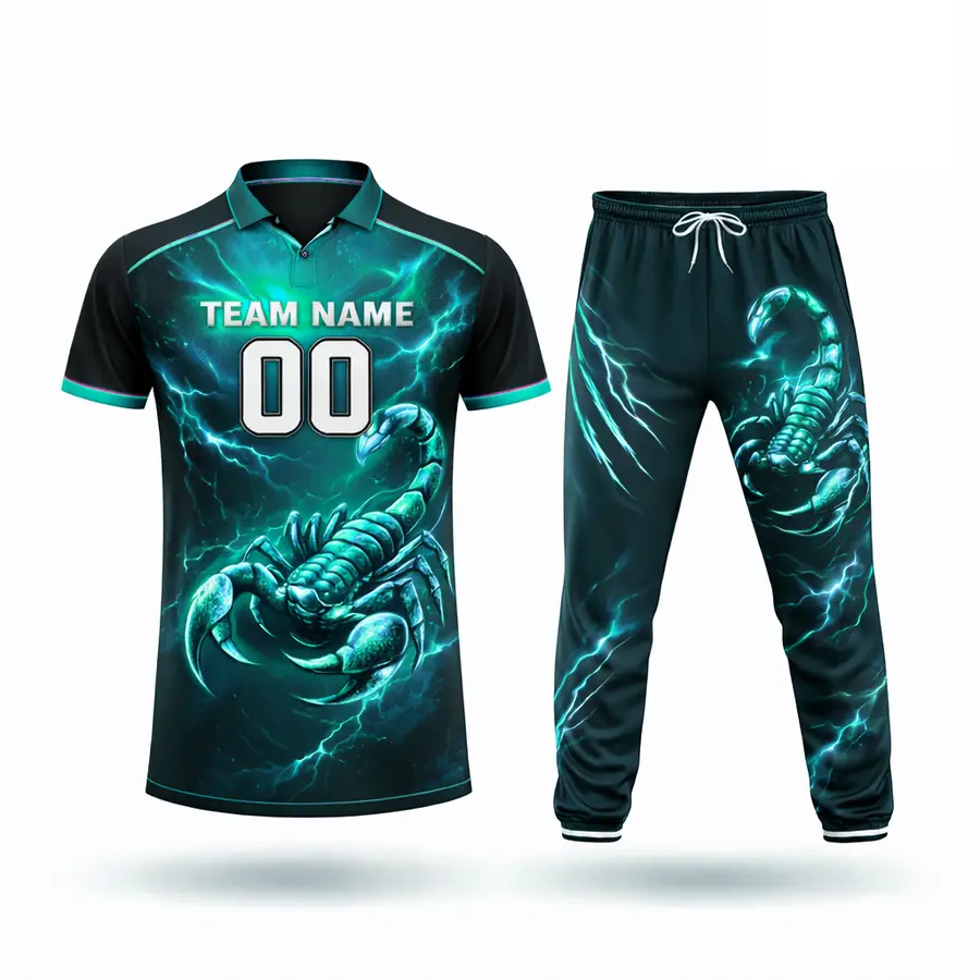 Professional Custom Cricket Uniform with Full Digital Print Logo Design 100% Polyester Anti-Bacterial — Zefal Industries product photograph 3 of 6