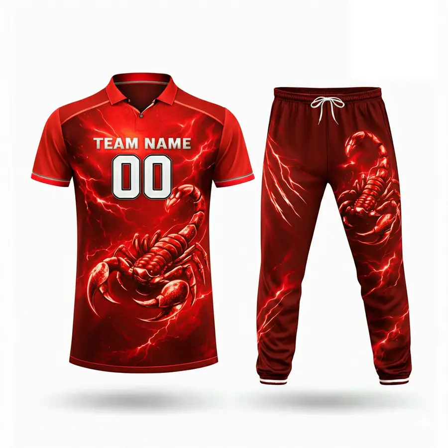 Professional Custom Cricket Uniform with Full Digital Print Logo Design 100% Polyester Anti-Bacterial — Zefal Industries product photograph 5 of 6