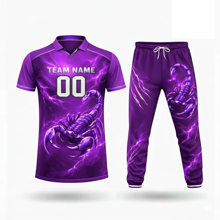 Professional Custom Cricket Uniform with Full Digital Print Logo Design 100% Polyester Anti-Bacterial — Zefal Industries product photograph 6 of 6