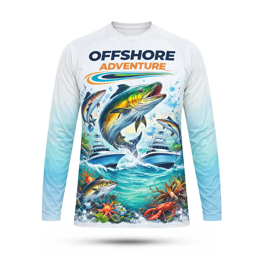 Custom New Fashion Digital Print Anti-Bacterial 100% Polyester Hunting Fish Wear Long Sleeve Made in Pakistan Men — Zefal Industries product photograph 1 of 6