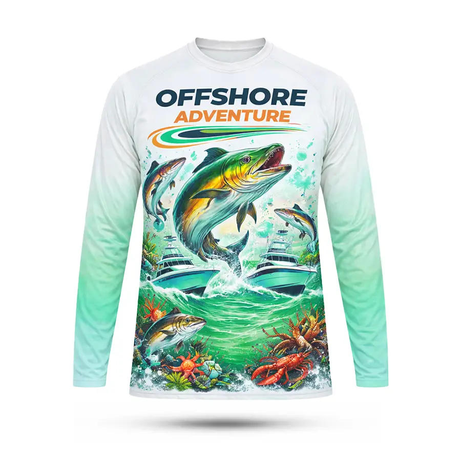 Custom New Fashion Digital Print Anti-Bacterial 100% Polyester Hunting Fish Wear Long Sleeve Made in Pakistan Men — Zefal Industries product photograph 2 of 6