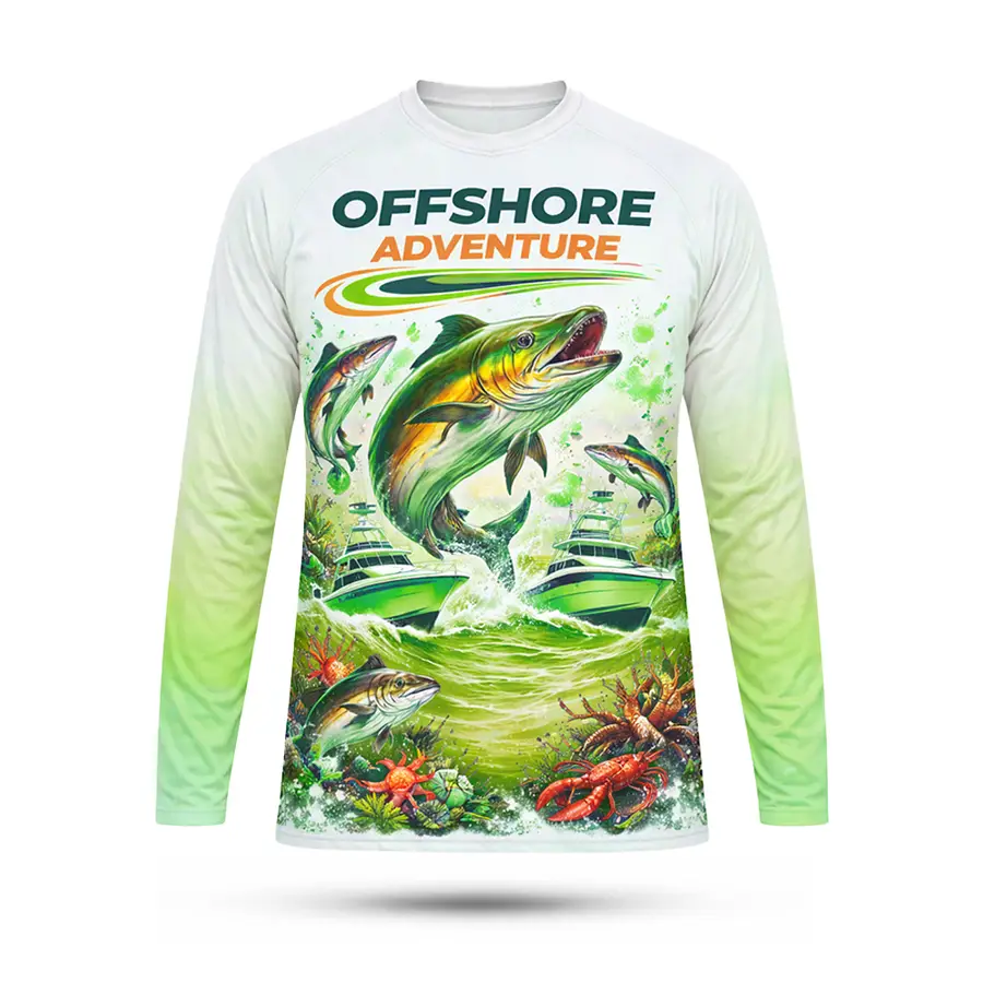 Custom New Fashion Digital Print Anti-Bacterial 100% Polyester Hunting Fish Wear Long Sleeve Made in Pakistan Men — Zefal Industries product photograph 3 of 6