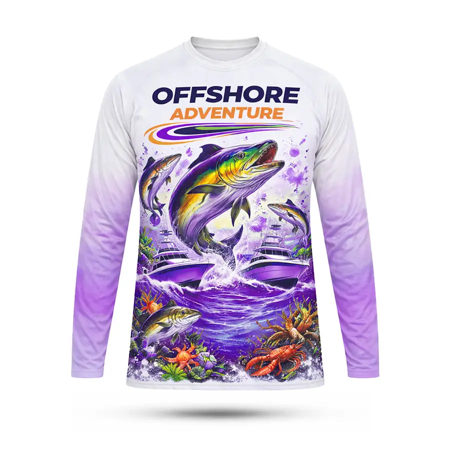 Custom New Fashion Digital Print Anti-Bacterial 100% Polyester Hunting Fish Wear Long Sleeve Made in Pakistan Men — Zefal Industries product photograph 5 of 6