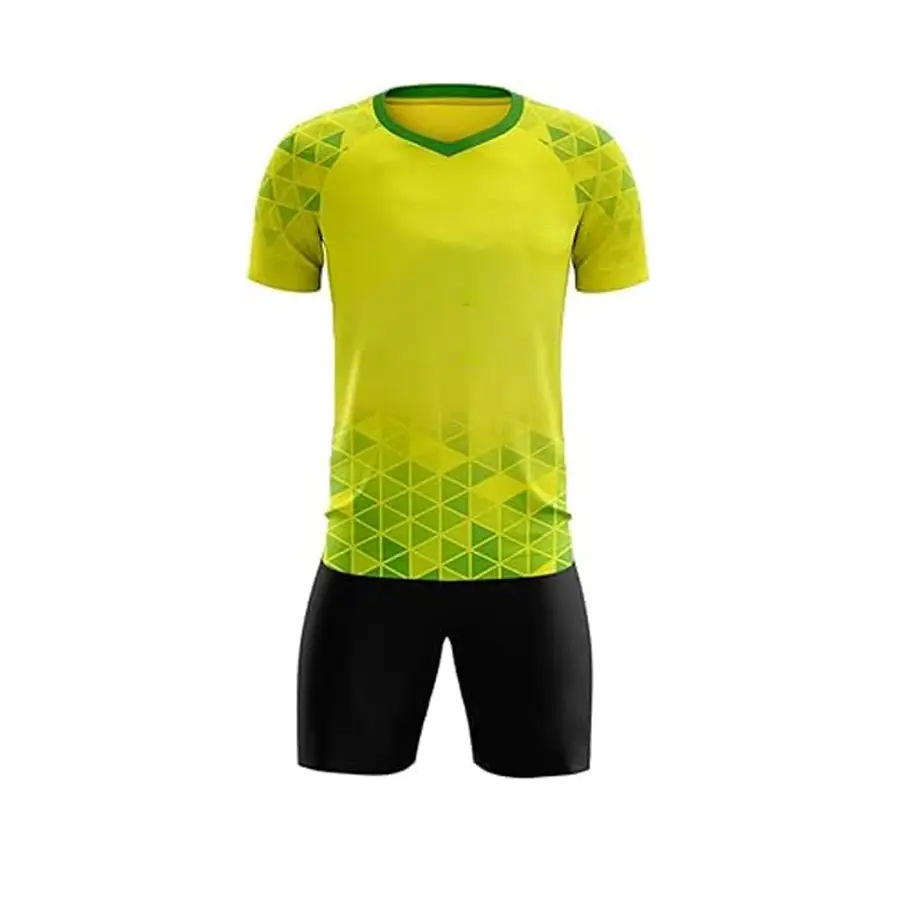 Customized Soccer Uniform Set-High Quality 100% Polyester Garment Dyed Stretch Fabric Heat-Transfer Printed 320g V-neck — Zefal Industries product photograph 1 of 6